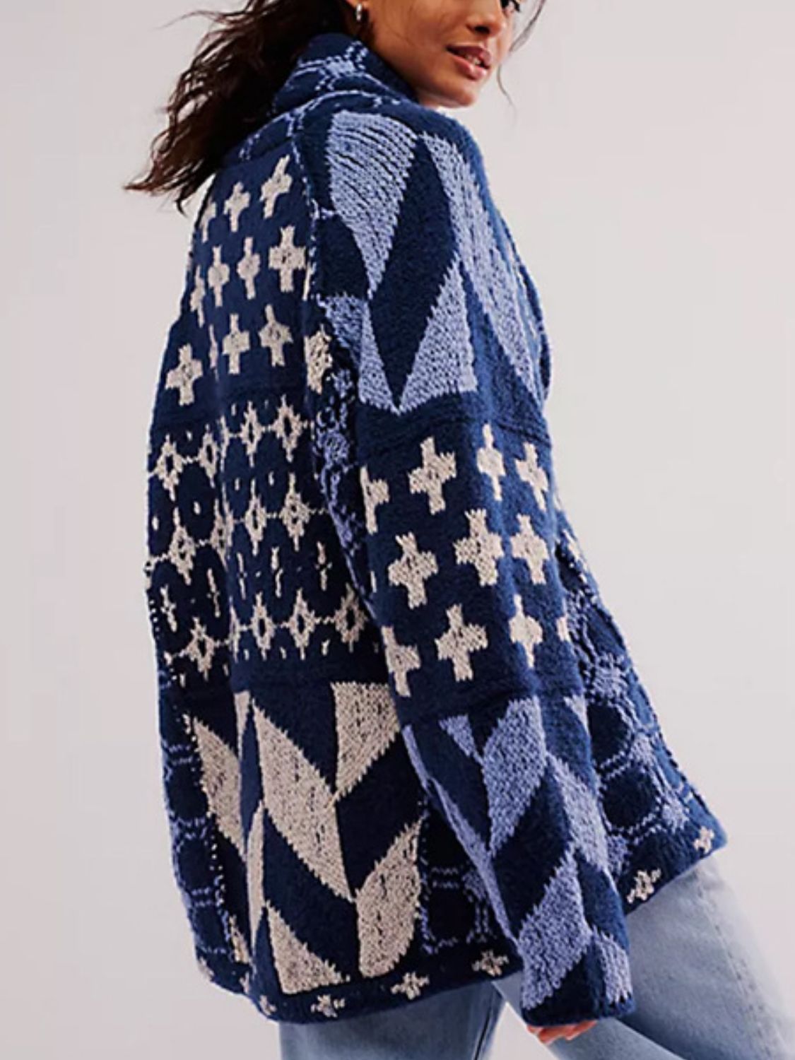 Collared Neck Long Sleeve Cardigan - Charming Charlie