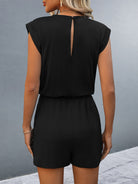 Round Neck Cap Sleeve Romper - Charming Charlie