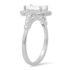 Sterling Silver Emerald-cut CZ Halo Floral Ring - Charming Charlie