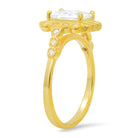 Sterling Silver Emerald-cut CZ Halo Floral Ring - Charming Charlie