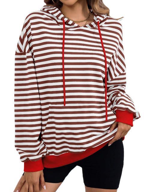 Drawstring Lace Detail Long Sleeve Hoodie