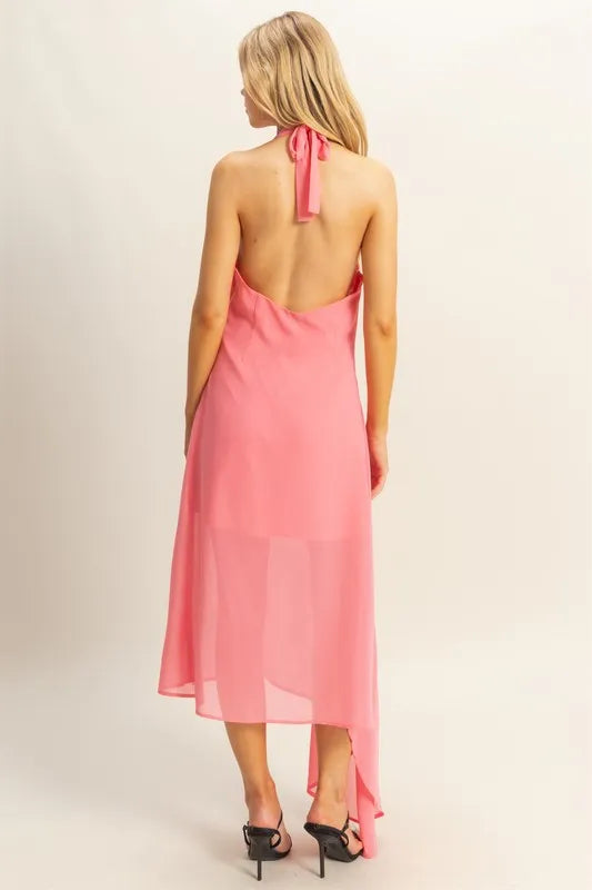 HYFVE Chiffon Halter Asymmetrical Hem Dress  Charming Charlie
