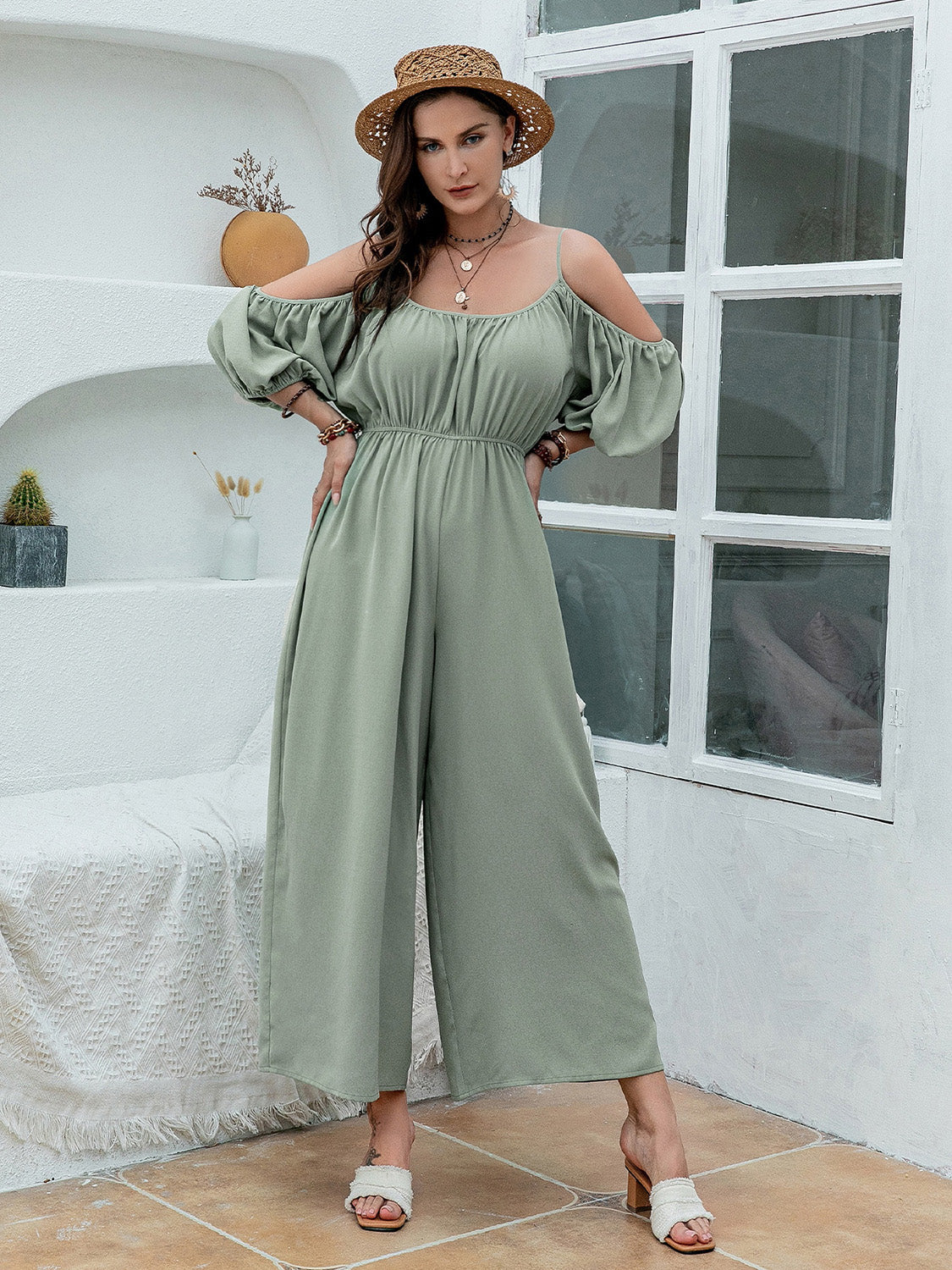 Spaghetti Strap Wide Leg Jumpsuit - Charming Charlie