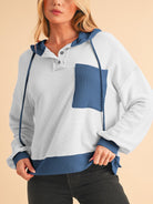 Corded Color Block Drawstring Hoodie - Charming Charlie