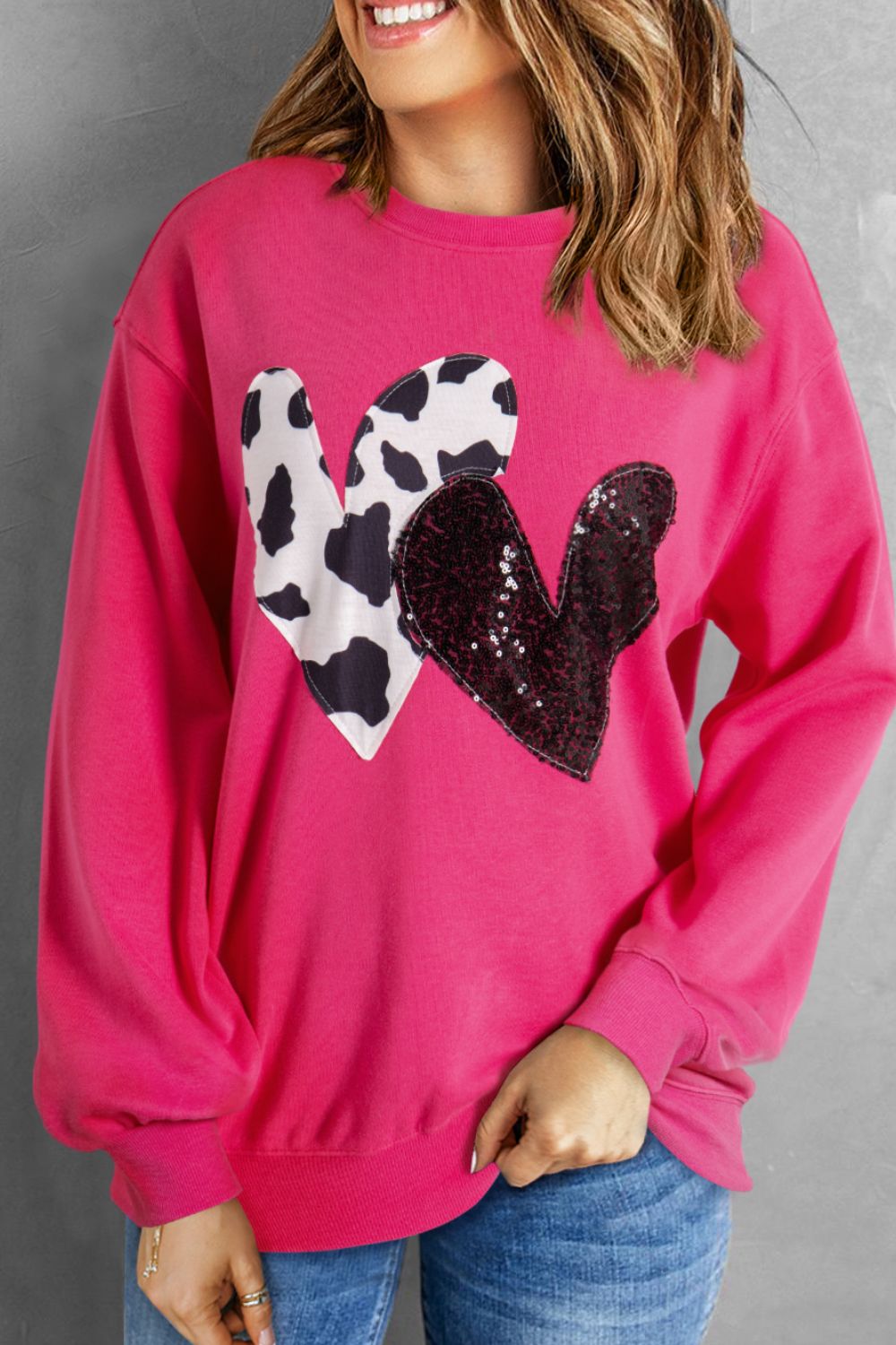 Heart Patch Long Sleeve Sweatshirt - Charming Charlie