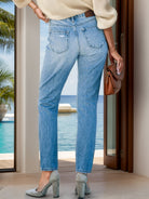 Distressed Buttoned Jeans with Pockets - Charming Charlie