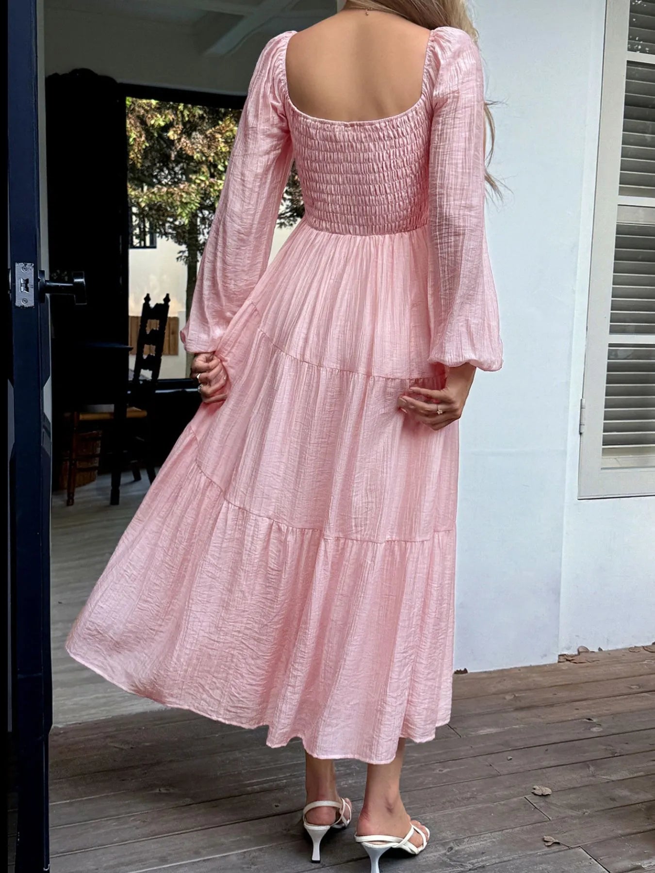 Tiered Balloon Sleeve Midi Dress – Charming Charlie Tiered Balloon Sleeve Midi Dress – Charming Charlie