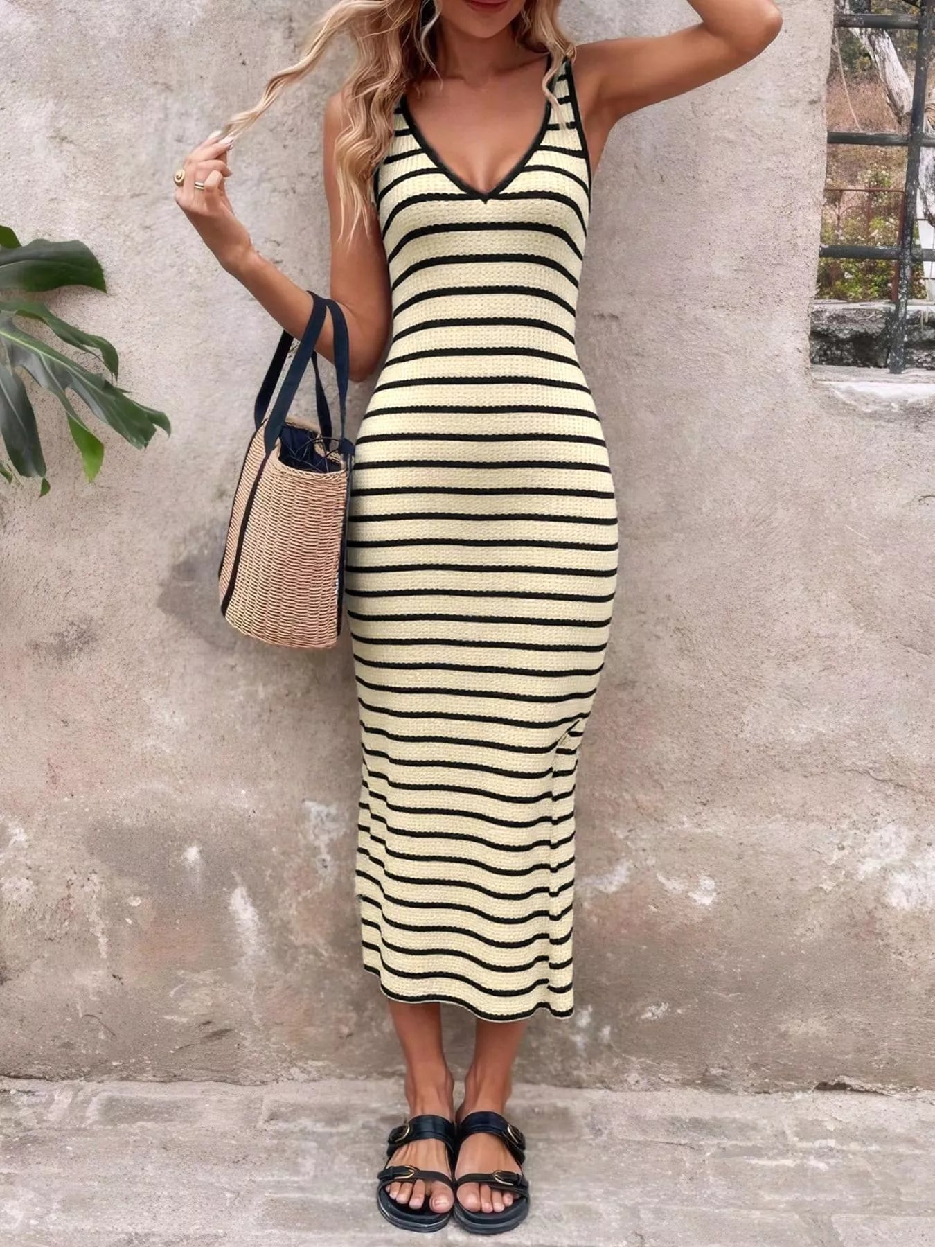 Striped Bodycon Knit Midi Dress – Charming Charlie Striped Bodycon Knit Midi Dress – Charming Charlie