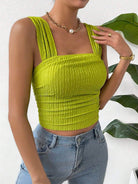 Textured Square Neck Wide Strap Tank - Charming Charlie