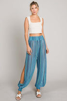 Cotton Bleu by Nu Label Striped Smocked Cover Up Pants - Charming Charlie