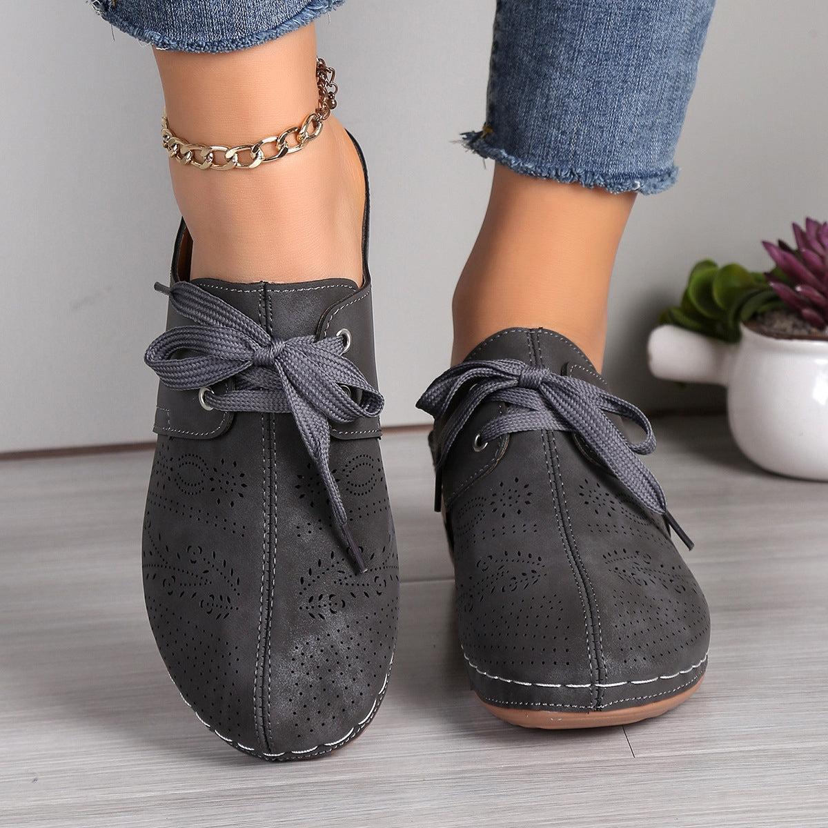 Lace-Up Round Toe Wedge Sandals - Charming Charlie