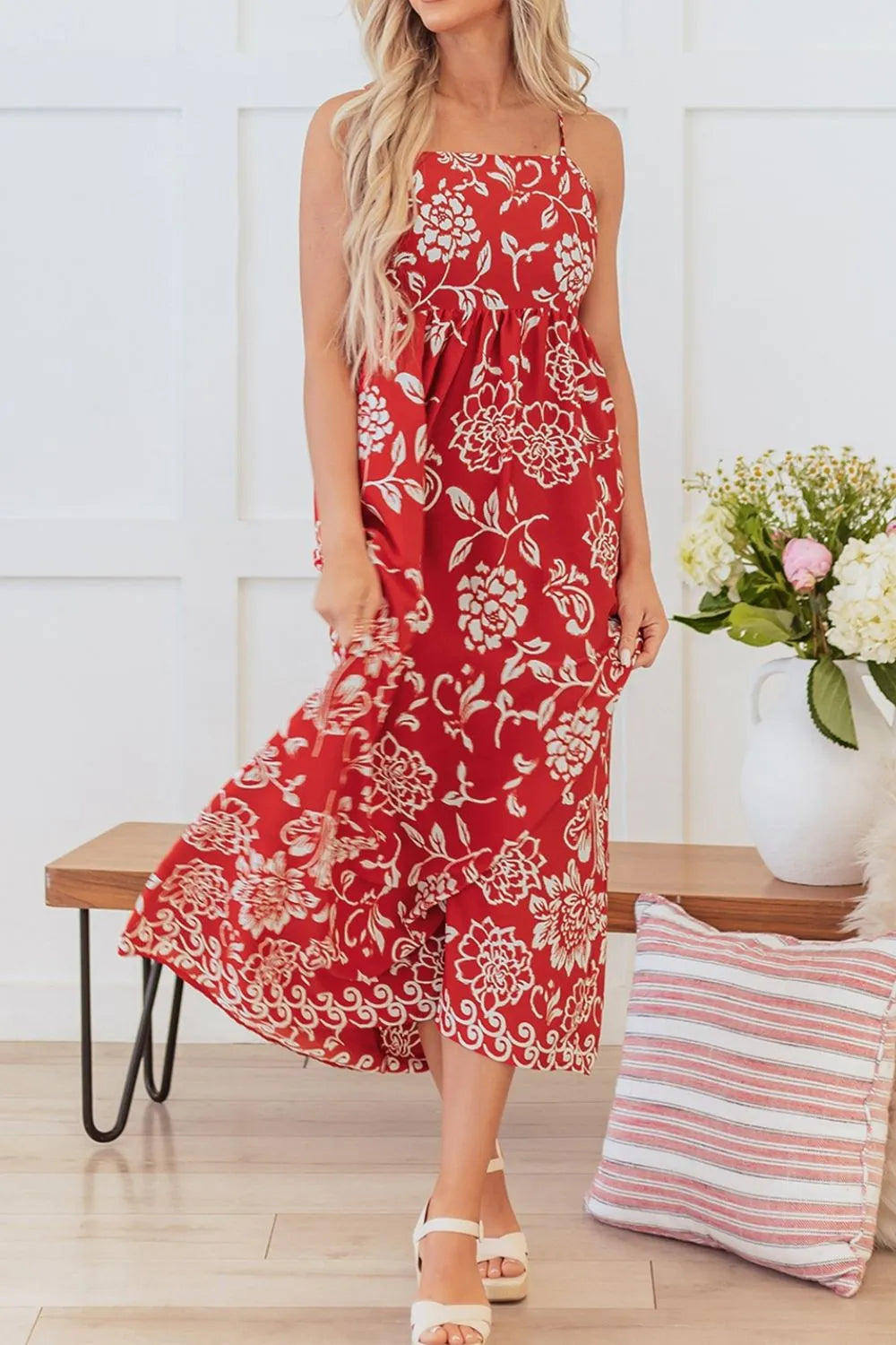empire cut maxi dress Floral Printed Spaghetti Strap Empire Waist Maxi Dress – Charming Charlie