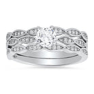 Sterling Silver Round-cut 3pc Stackable CZ Ring Set - Charming Charlie