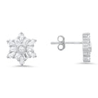 Sterling Silver Snowflake CZ Stud Earrings - Charming Charlie