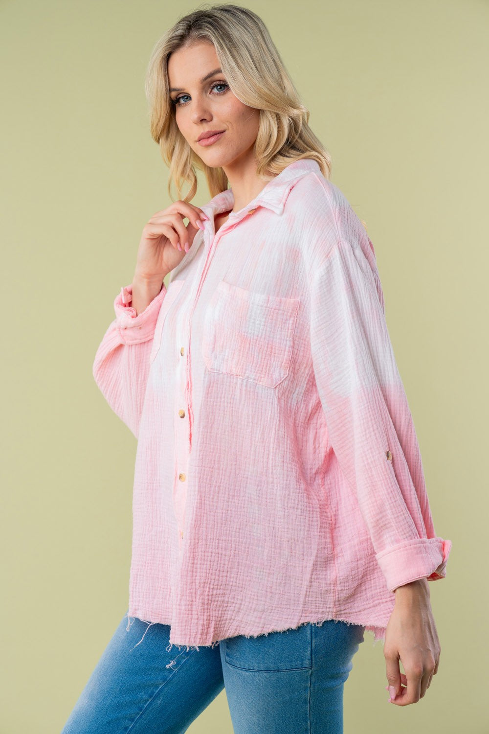 White Birch Full Size Long Sleeve Tie Dye Shirt - Charming Charlie