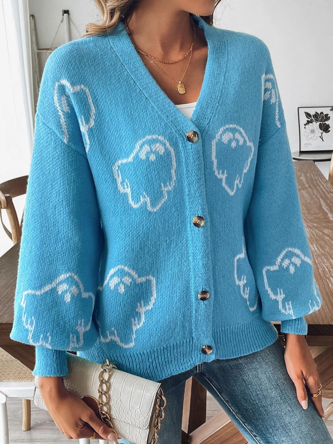 V-Neck Dropped Shoulder Cardigan - Charming Charlie