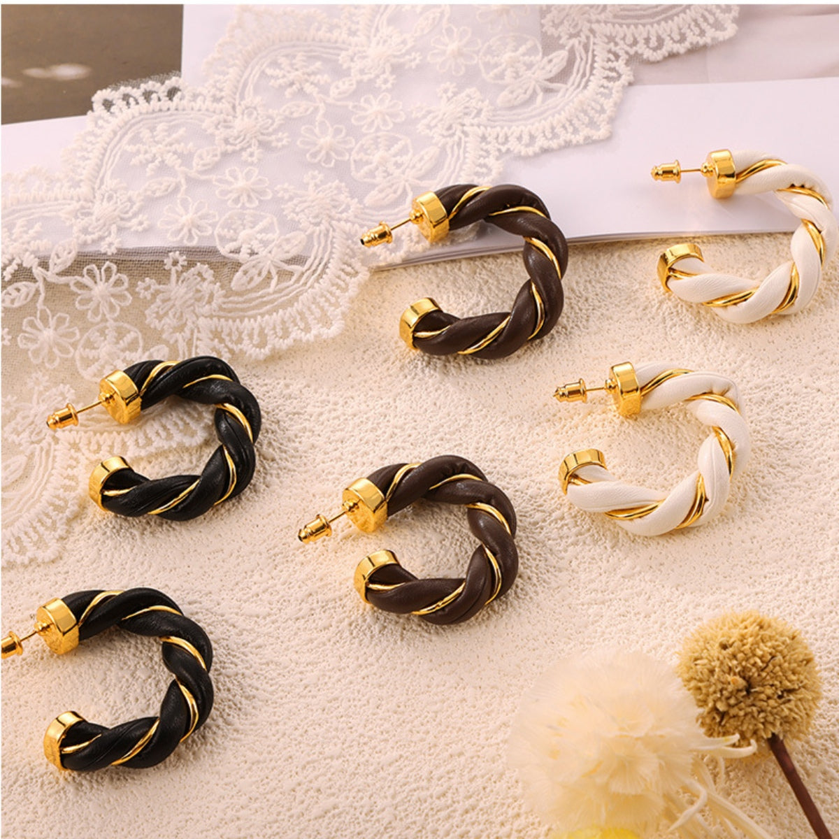 Twisted Leather Rope C-Hoop Earrings – Charming Charlie