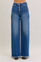 Karla High Waist Column Straight Button-Fly & Back Welt Pkts - Charming Charlie