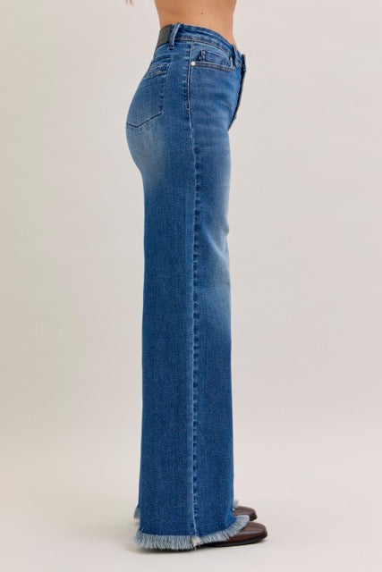 Karla High Waist Column Straight Button-Fly & Back Welt Pkts - Charming Charlie