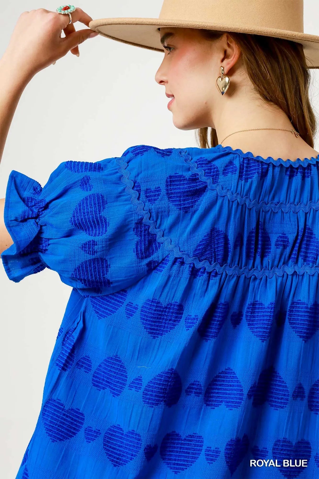 Umgee Heart Pattern Short Sleeve Ruffle Babydoll Dress – Charming Charlie