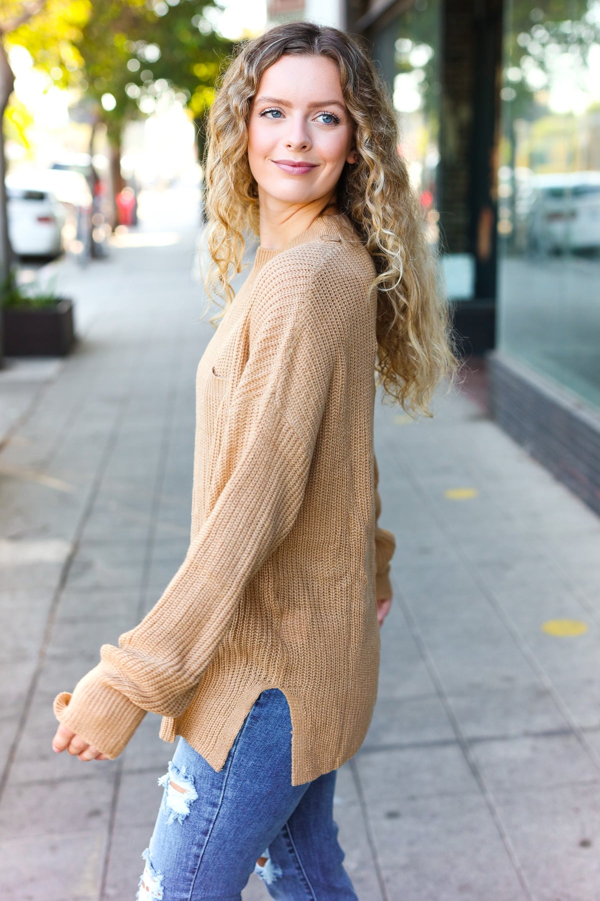 Classy Chic Taupe Mock Neck Chest Pocket Knit Sweater – Charming