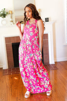 Pink Floral Print Fit and Flare Sleeveless Maxi Dress - Charming Charlie