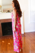 Pink Floral Print Fit and Flare Sleeveless Maxi Dress - Charming Charlie