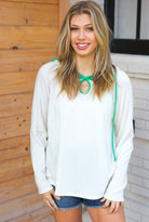 Feeling It Kelly Green Clover Cut Out Terry Hoodie - Charming Charlie