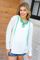 Feeling It Kelly Green Clover Cut Out Terry Hoodie - Charming Charlie
