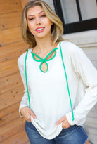 Feeling It Kelly Green Clover Cut Out Terry Hoodie - Charming Charlie