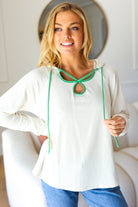 Feeling It Kelly Green Clover Cut Out Terry Hoodie - Charming Charlie