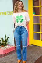 Saint Patty Sequin Clover French Terry Puff Sleeve Top - Charming Charlie