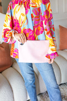 Blush Faux Leather Handle Zipper Clutch - Charming Charlie
