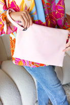 Blush Faux Leather Handle Zipper Clutch - Charming Charlie