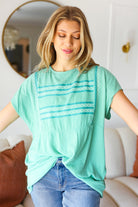 Mint Embroidered Woven Short Sleeve Dolman Top - Charming Charlie
