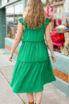 Lots To Love Kelly Green Smocked Flutter Sleeve Tiered Midi Dress - Small Lots To Love Kelly Green Smocked Flutter Sleeve Tiered Midi Dress - Small