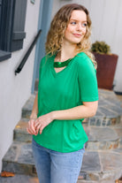 Saint Patrick Asymmetrical Sequin Banded V Neck Top - Charming Charlie