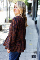 Navy & Rust Leopard Woven Babydoll Top - Charming Charlie