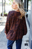 Navy & Rust Leopard Woven Babydoll Top - Charming Charlie
