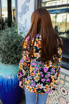 Boho Vibes Notch Tie Neck Floral Print Long Sleeve Blouse - Charming Charlie