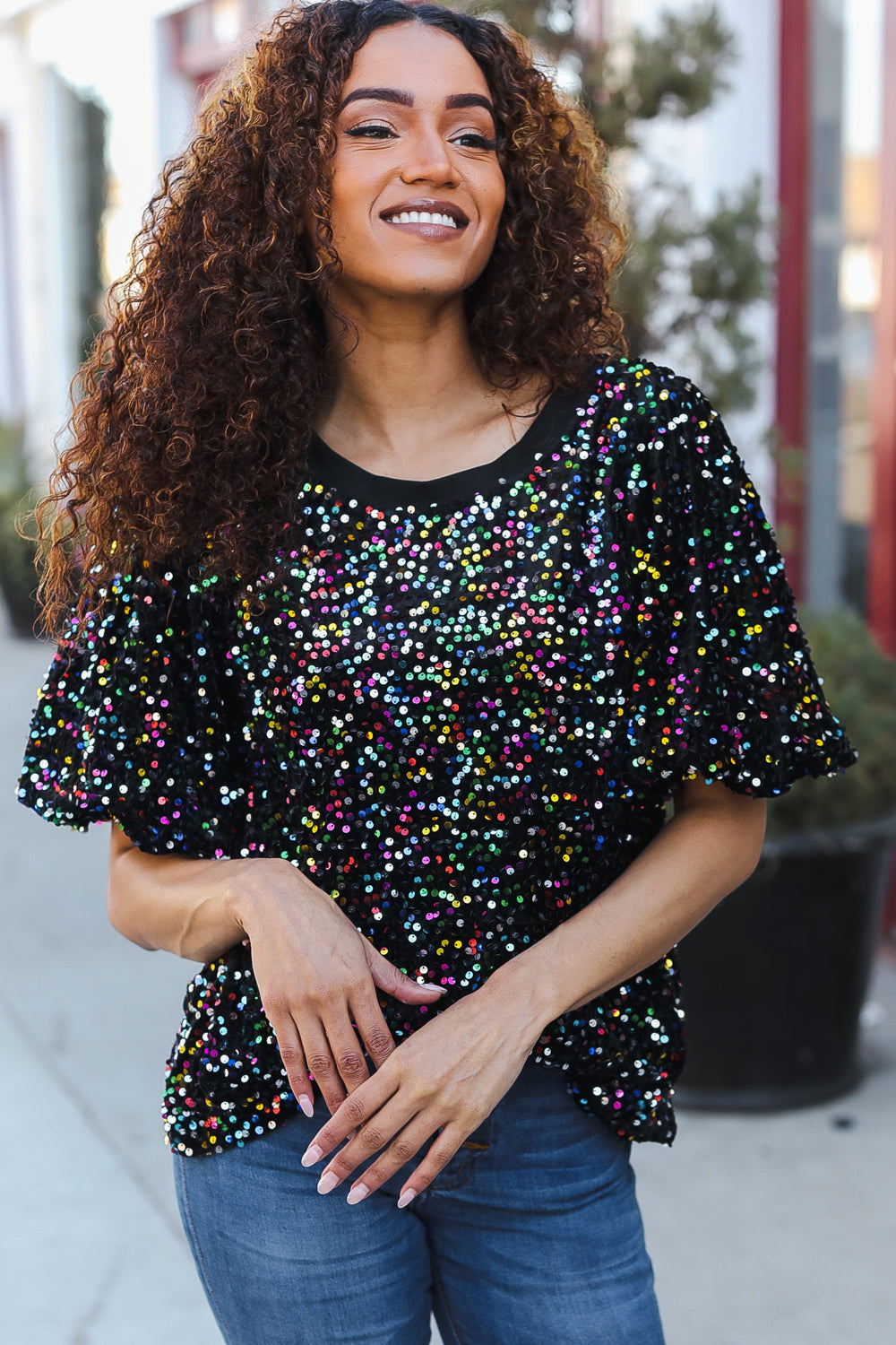 sequin top multicolor