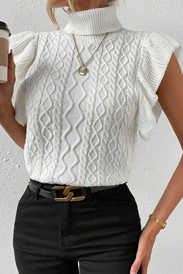 Lipstick Turtleneck Cap Sleeve Sweater Top