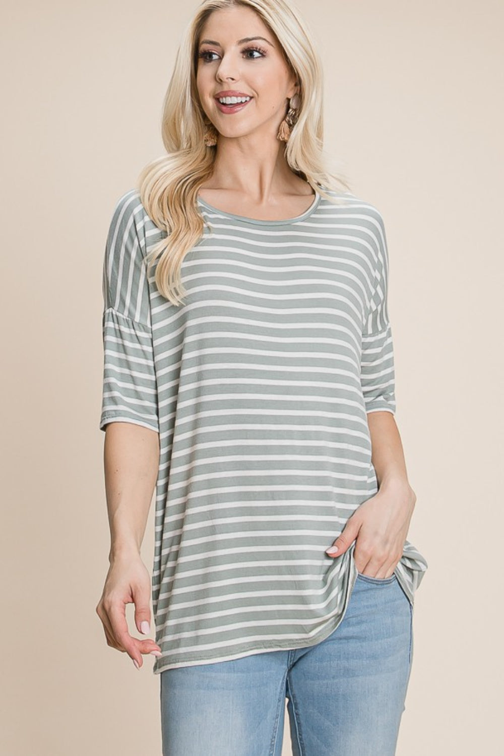 BOMBOM Striped Round Neck T-Shirt - Charming Charlie