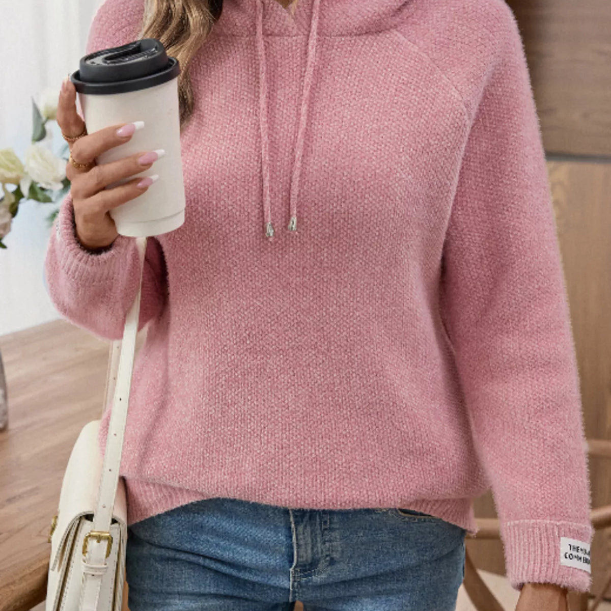 String Sweater Long Sleeve Drawstring Hooded Sweater – Charming Charlie