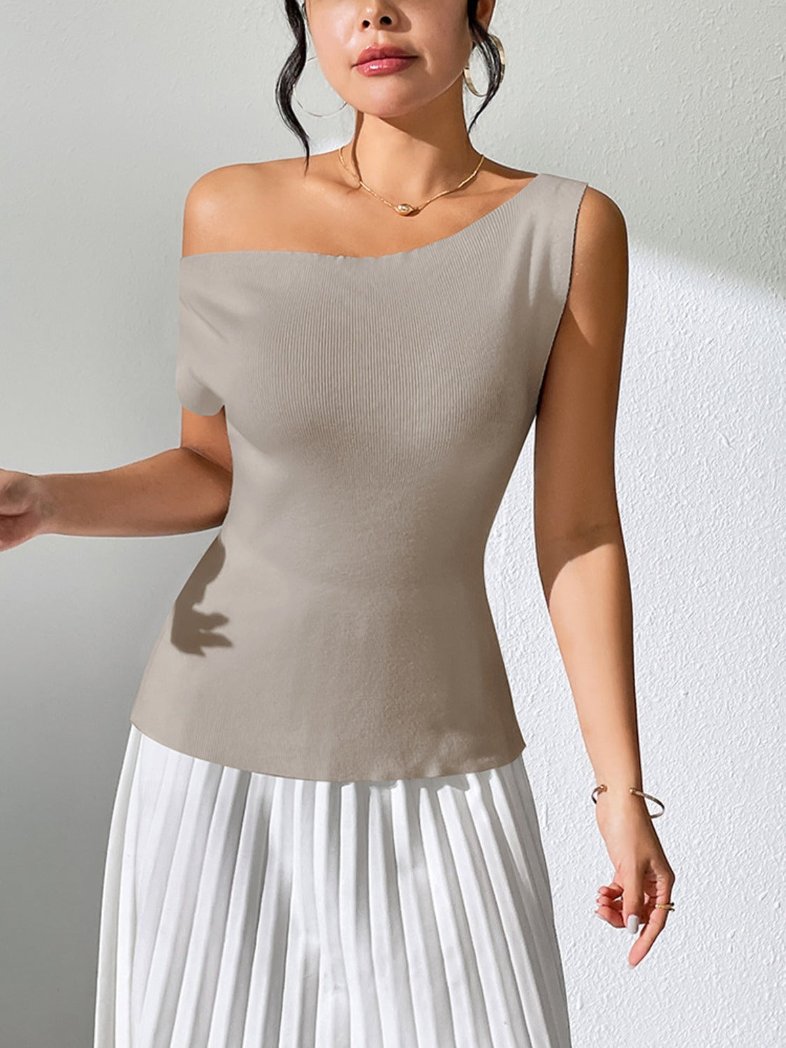 Mocha Soft Brushed Short Sleeve Knitted Top main image 1