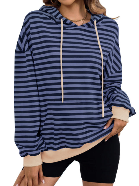 Lace Detail Drawstring Long Sleeve Hoodie