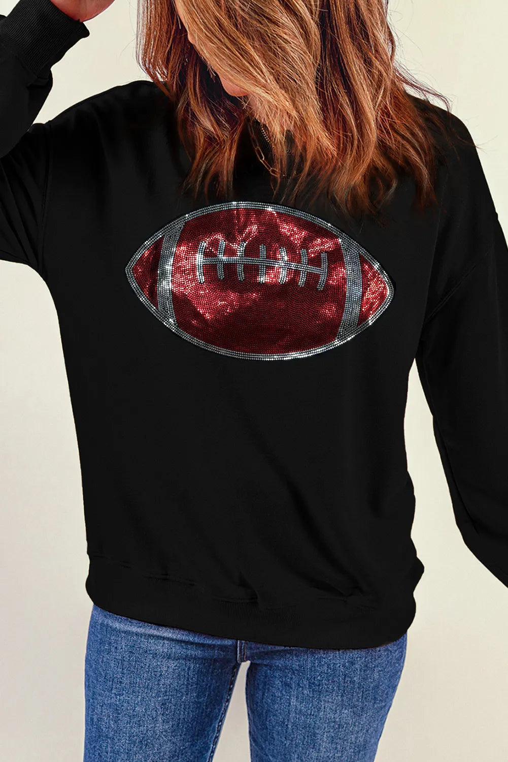 Sequin Football Long Sleeve Sweatshirt - Charming Charlie