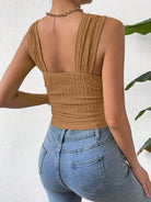Textured Square Neck Wide Strap Tank - Charming Charlie