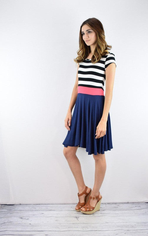 Stripe mini swing dress coral / L Stripe mini swing dress coral / L