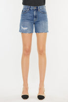 Kancan Distressed High Waist Denim Shorts - Charming Charlie